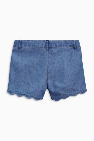 Denim Mid Blue Scallop Shorts (3-16yrs)
